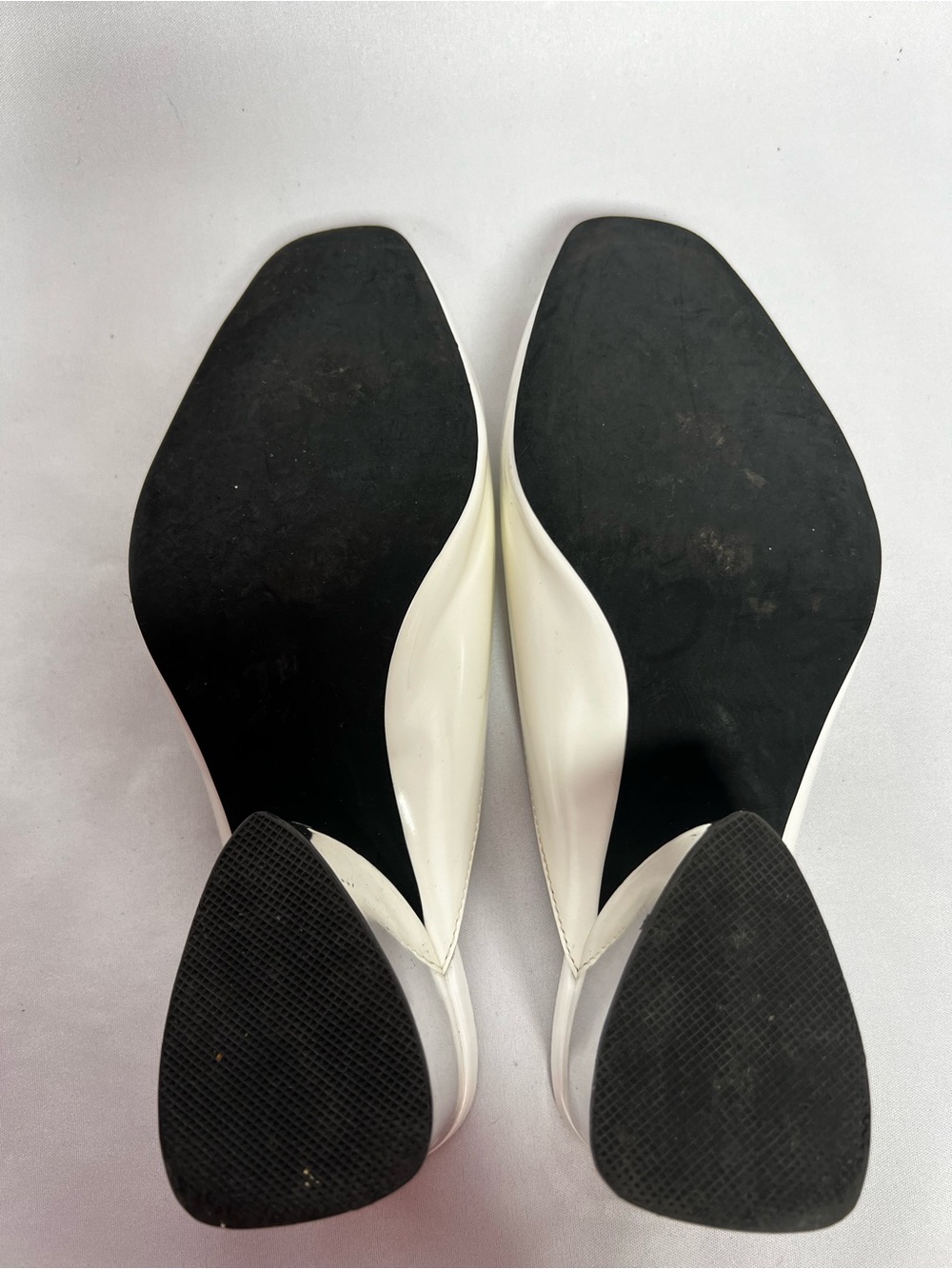 Jeffrey Campbell Sculptural Mule Heels White Chrome Square Toe Size 7.5 - Picture 8 of 9
